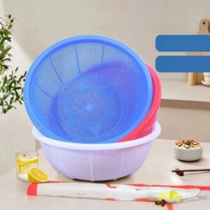 BLUE/RED ROUND PLASTICS COLANDER